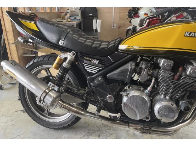 カワサキ ゼファー400 ZR400C エンジンオイル交換 チェーン調整
