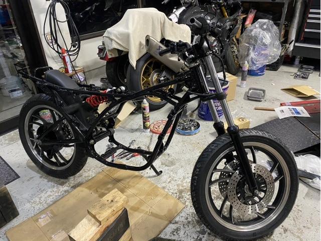 RZ250レストア作業 フレーム塗装 足回りOH