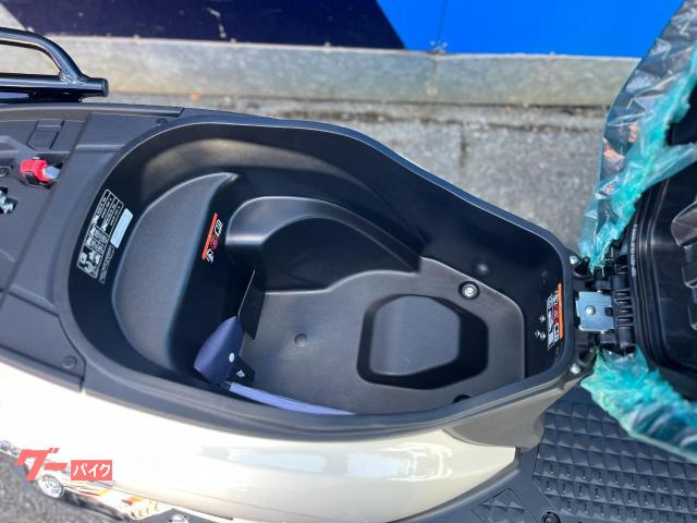 従来のモデルより少々大きくなったシート下収納スペース。ヘルメットホルダーも左右に1つずつ装備 従来のモデルより少々大きくなったシート下収納スペース。ヘルメットホルダーも左右に1つずつ装備