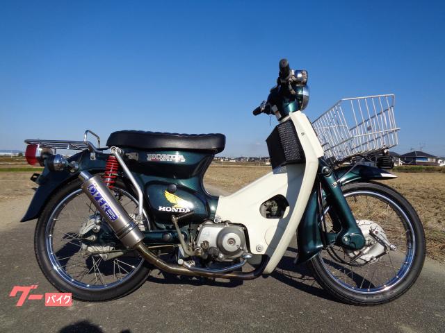 スーパーカブ９０ＤＸ　社外マフラー，シート，Ｒサス，補助灯　１９９９年モデル　濃緑メタリック