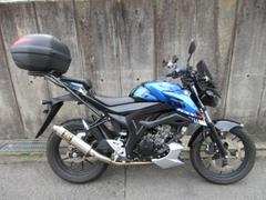 スズキ　ＧＳＸ−Ｓ１２５　２０２３年モデル　ブルー　ヨシムラマフラー　リヤＢＯＸ　エンディランス製リヤキャリア　メーターバイザー