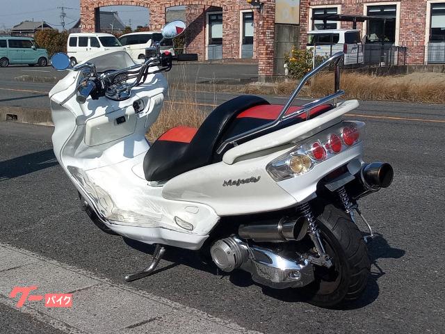 ★支払総額3.6万円★関東圏内即日配送可能！全車走行テスト済み！ヤマハ マジェスティ250 白SG03J 社外マフラー！タンデムバー！フルエアロ！社外レバー！フロントマスク！ ヤマハ マジェスティC SG03J 社外マフラー フロントマスク
