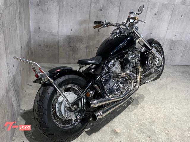 ドラッグスター フルカスタム ロングフォーク マフラー ロー＆ロング スラッシュマフラー デジメタ アメリカン 400cc 札幌発 8503499B3025012100103.jpg