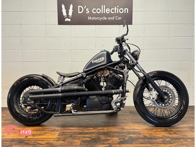 ドラッグスター４００　ボバーフルカスタム　リジットサス　ショットガンマフラー　サイドナンバー　ソロシート　各部ブラックアウト
