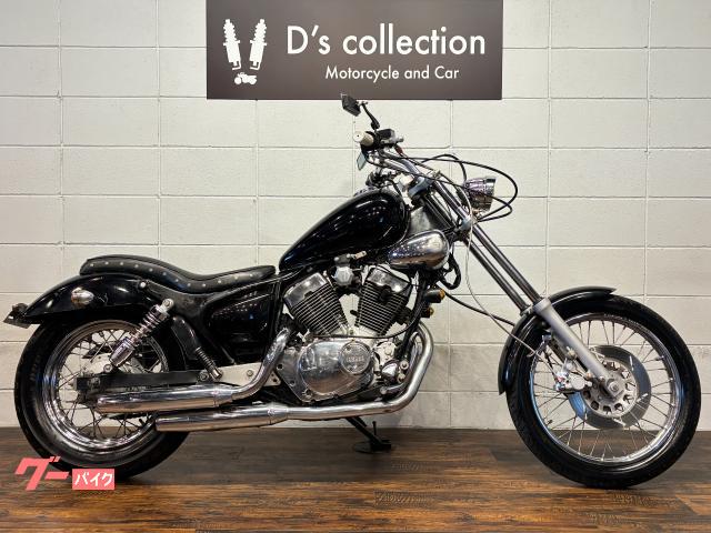 ＸＶ２５０ビラーゴ　チョッパースタイル　フロントフォークストレッチ　イエローヘッドライト　マフラーパンチアウト加工　カスタムシート