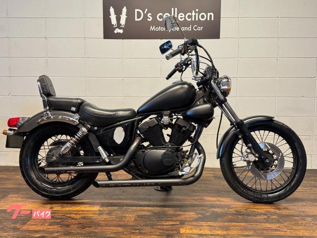 XV250ビラーゴ ライトチョッパーカスタム スラッシュカットマフラー バックレスト 各所ブラックアウト エイプハン 2人乗り可