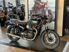 ボンネビルT100 FOXRacingRSU装着車両 ブレンボキャリパー コンペティショングリーン／アイアンストーン