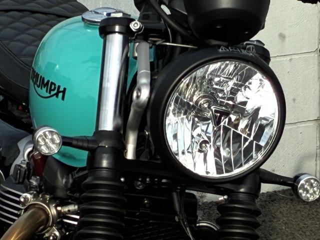 スクランブラー900 キングフィッシャーブルー バーエンドミラー マルチファンクション 2INTO2マフラー