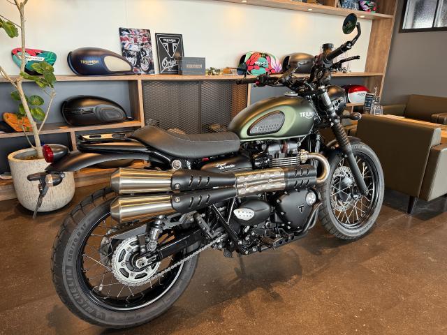 ストリートスクランブラー マットカーキ カスタムハンドル ヘッドライトステー レバー ミラー ドレッサーバー