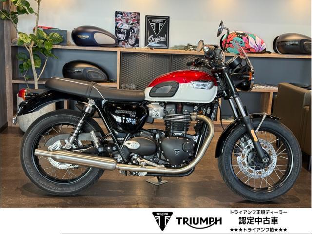 ボンネビルT100 カーニバルレッド／フュージョンホワイト 正規ディーラー認定中古車 純正クリアスクリーン USB電源