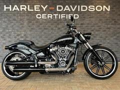 ＨＡＲＬＥＹ−ＤＡＶＩＤＳＯＮ　ＦＸＢＲＳ　ソフテイル　ブレイクアウト１１４　トライジャ製ヘッドライト　アレンネス製Ａ／Ｃ　サイドナンバー　ＨＤ認定中古車