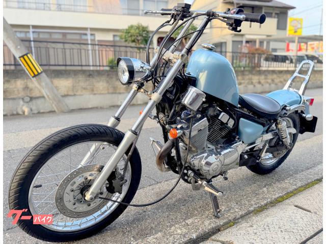 ＸＶ２５０ビラーゴ　ＳＳタンクチョッパー　パステルライトブルー塗装　ライザーレスハンドル　フリスコシーシーバー　ＭＹ１９９４