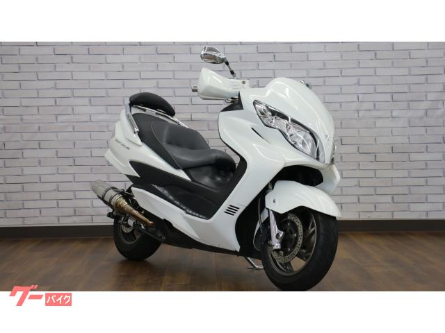 スカイウェイブ２５０　タイプＳ　２００９年モデル　社外マフラー　バックレスト　フロントカウル　メッキステップボード　メッキフォーク