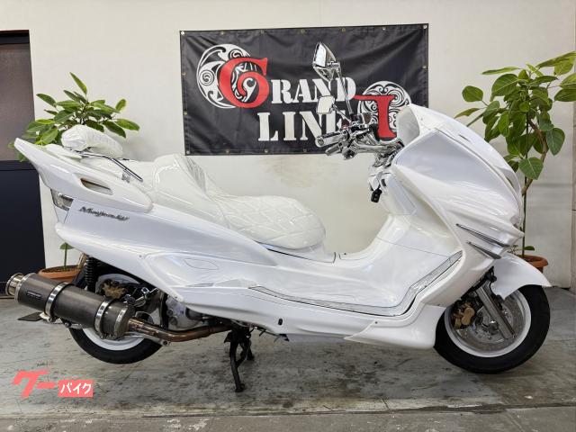 マジェスティＣ　ＬＥＤ２スピーカー　カーボンマフラー　下回りレインボーＬＥＤ　エナメルシート　フルホワイトコンプリート