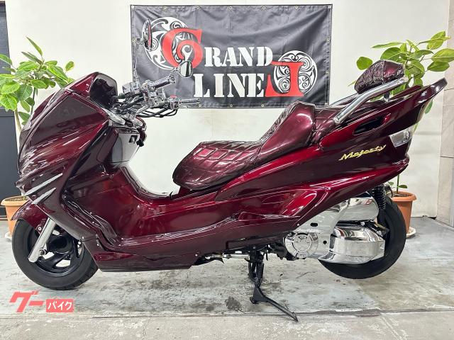 YAMAHA・マジェスティ・オールワインレッド・カスタム多数・全国陸送可 ヤマハ マジェスティC スピーカー2発 LEDヘッドライト メッキ