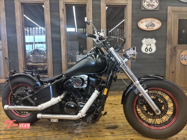 バルカン４００クラシック　ドラッガースタイル　艶消カスタムペイント　ドラッグパイプマフラー　パワーフィルター　前後ビンテージタイヤ