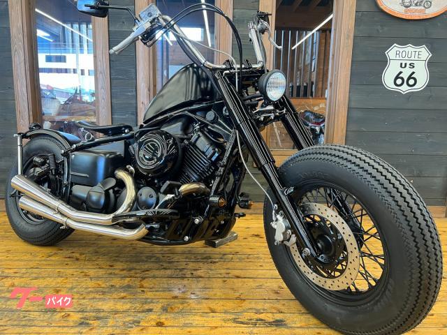 ドラッグスター４００クラシック　２００８年　ＶＨ０１Ｊ型　ブラックアウト　フルカスタム　トランペットマフラー　ヴィンテージタイヤ