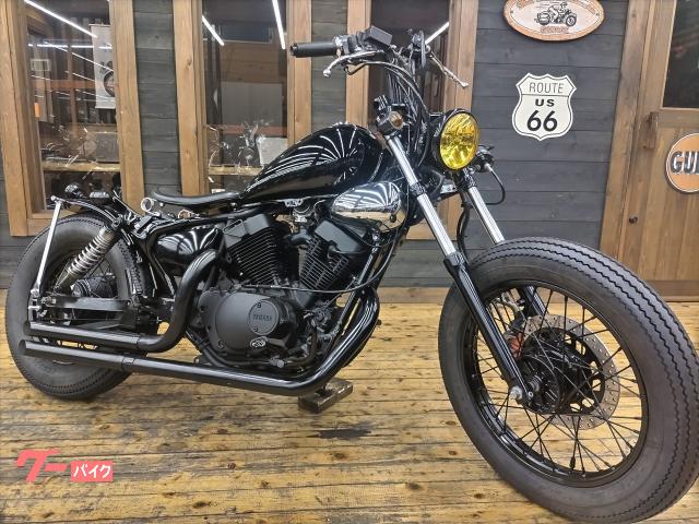XV250ビラーゴ 1994年モデル フルカスタム ブラックアウト スラッシュカットマフラー 前後ビンテージタイヤ 前後ウィンカー