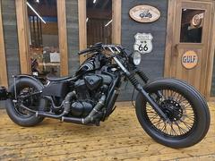 ホンダ　スティード４００　ブラックアウトフルカスタム　ターンアウトマフラー　スポタン　前後ビンテージタイヤ　サイドナンバー　トリプルツリー
