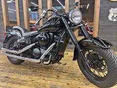 カワサキ　バルカン４００クラシック　１９９９年　ブラックアウトカスタム　ロングスラッシュカットマフラーＪＭＣＡ　コブラシート