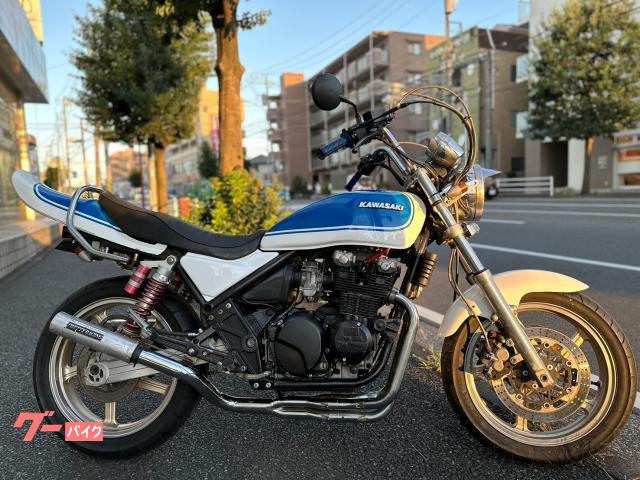 ＺＥＰＨＹＲ４００　ホワイトブルーボールカラー　ＵＰハンドル　軽スロ　ロングテール　４−２−１マフラー