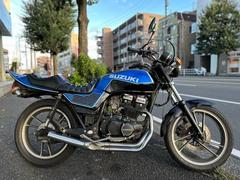 スズキ　ＧＳＸ２５０Ｅ　黒青　ＵＰハンドル　メッキ集合管　ＮＥＷタックロールシート　羽テール　アルフィン