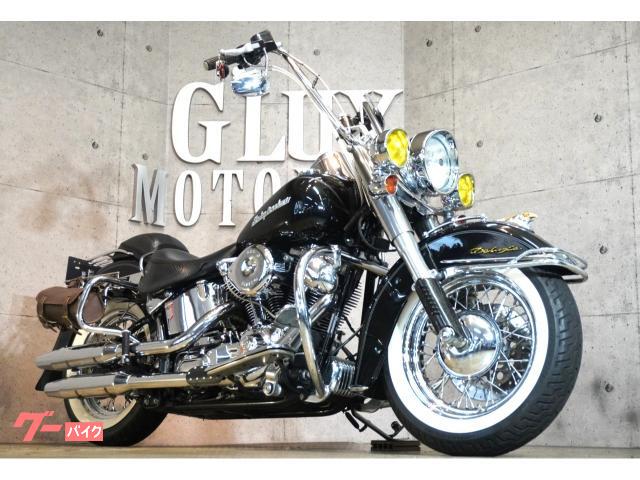 ＦＬＳＴＮ　ソフテイルデラックス　ホワイトリボンタイヤ　Ｓ＆Ｓエアクリ　前後エンジンガード　イエローフォグ　１８インチエイプバー