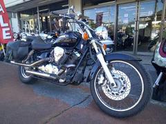 ヤマハ　ドラッグスター２５０　スラッシュカットマフラー　ロングシーシーバー　サイドバック　ブラック