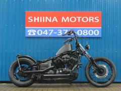 ヤマハ　ドラッグスター４００　Ａ１３１４　チョッパースタイル　ドラッグパイプマフラー　マットブラック　前後ブラックスポークホイール
