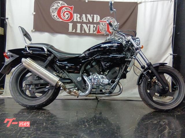 エリミネーター２５０Ｖ　２００５年式　ブラック　メッキミラー　チェーン新品　前後タイヤ新品　タンデムバックレスト付き　社外マフラー