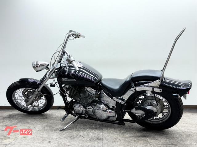 NO.4886 ドラッグスター４００ (DRAGSTAR)　空冷４サイクルＶツイン　ロングフォークカスタム　スラッシュカットマフラー　ブラック　☆彡 ヤマハ ドラッグスター 400 クラシック DS4 DSC4 ドラッグ パイプ