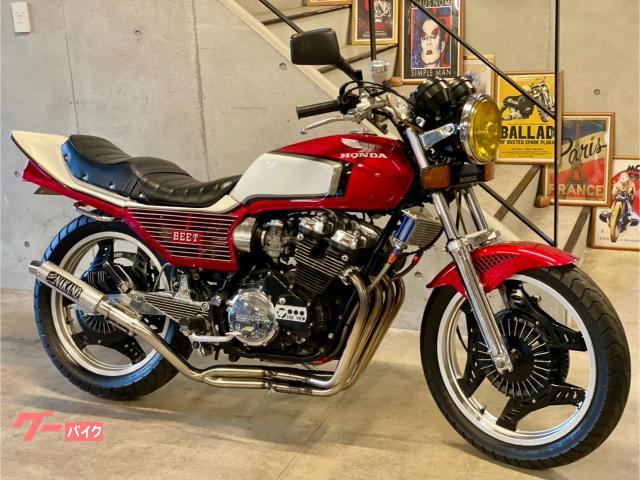 ＣＢＸ４００Ｆ　白赤　国内フレーム　マーシャル　ＮＡＫＡＮＯマフラー　ＢＥＥＴ　アルフィン　羽テール　タックロールシート