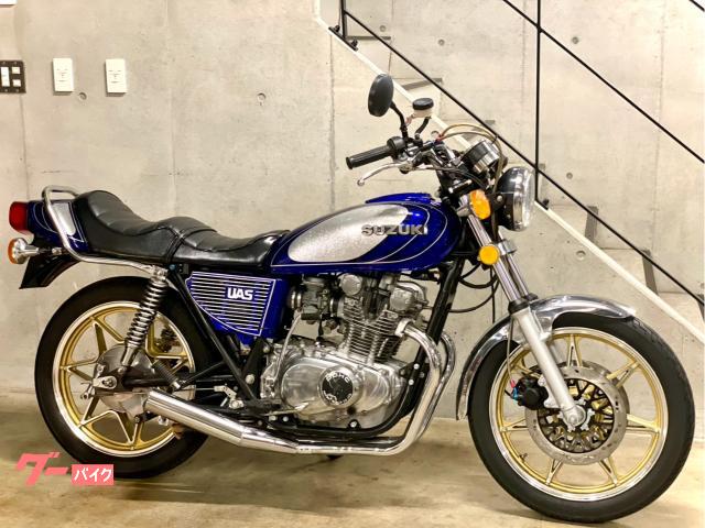 ＧＳ４００　ブルーシルバーラメ　星形キャストホイール　メッキ集合管　絞りハンドル　タックロールシート