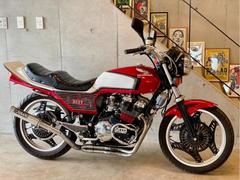 ホンダ　ＣＢＸ４００Ｆ　ホワイトレッド２型カラー　メッキハンドル　ＮＡＫＡＮＯマフラー　ＢＥＥＴ　アルフィン　羽テール　タックロールシート