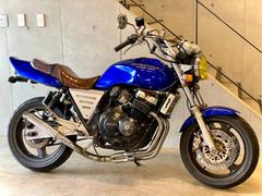 ホンダ　ＣＢ４００Ｓｕｐｅｒ　Ｆｏｕｒ　ブルー　４−２−１マフラー　イエローレンズ　ブラウンタックロールシート　ＢＥＥＴカバー