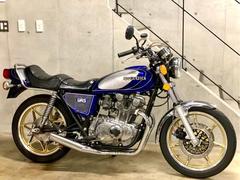 スズキ　ＧＳ４００　ブルーシルバーラメ　星形キャストホイール　メッキ集合管　絞りハンドル　タックロールシート