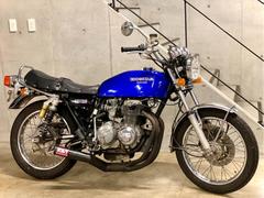 ホンダ　ＣＢ４００Ｆ（４０８ｃｃ）　ブルーメタリック　アップハンドル　凹みシビエ　マットブラック集合管　オーリンズ