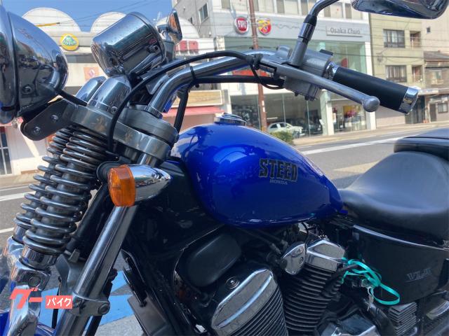 ★☆* スティード　スプリンガー400VLS★ブルー/検付★綺麗★カスタム/試乗済み☆★ スティード400VLS　スプリンガー　ビンテージカスタム　ステンスラッシュカットマフラー　エンジン始動