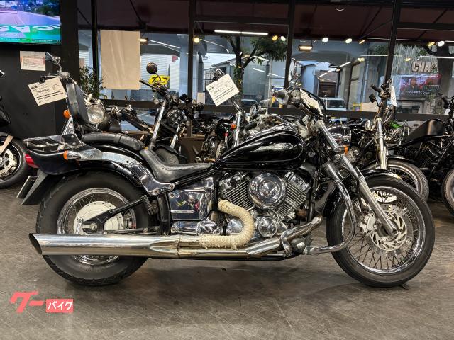 ドラッグスター４００　２０００年モデル　ＶＨ０１Ｊ　ブラック　２ｉｎ１マフラー　タンデムバックレスト　エンジンガード