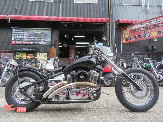 ドラッグスター４００　３ヵ月保証付　ブラック＆メッキ　ロースタイルストレッチフルカスタム　タンク　マフラー　シート　多数カスタム