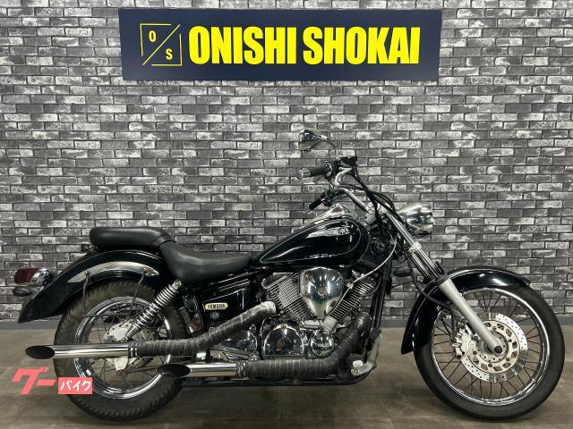 ドラッグスター２５０　社外スラッシュカットマフラー　サイドバックステー