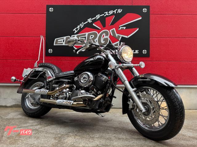 ドラッグスター４００クラシック　ＶＨ０１Ｊ型　２００９年モデル　スラッシュカットマフラー　サイドバックサポート　シーシーバー