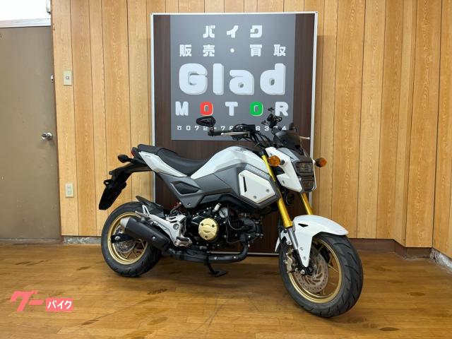 グロム　ＪＣ７５型　バーエンドミラー　スマートフォンホルダー　純正キー　２０１８年式　パールヒマラヤズホワイト　角目ヘッドライト