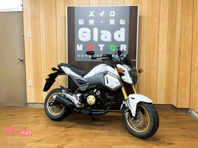 グロム　ＪＣ７５型　バーエンドミラー　スマートフォンホルダー　純正キー　２０１８年式　パールヒマラヤズホワイト　角目ヘッドライト
