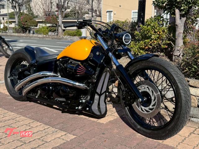 ドラッグスター４００　ニューロッドブラック×イエローフルカスタム　ストレッチタンク　トリプルツリー　ＬＥＤヘッドライト