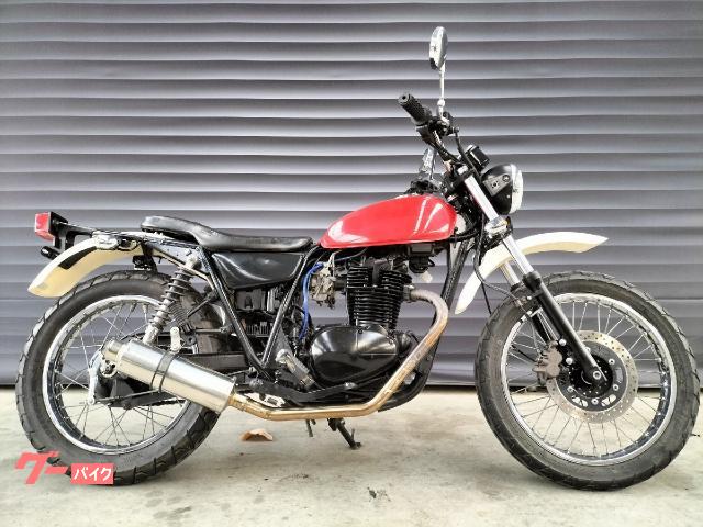 ２５０ＴＲ　ＢＪ２５０Ｆ型　キャンディパーシモンレッド　マフラー、ミラー社外品　ヘルメットホルダー