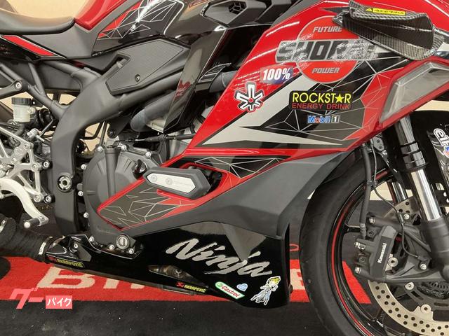 ミニバイク 黒と赤の炎模様 カワサキ Ninja ZX－25R SE マフラー フェンダーレス