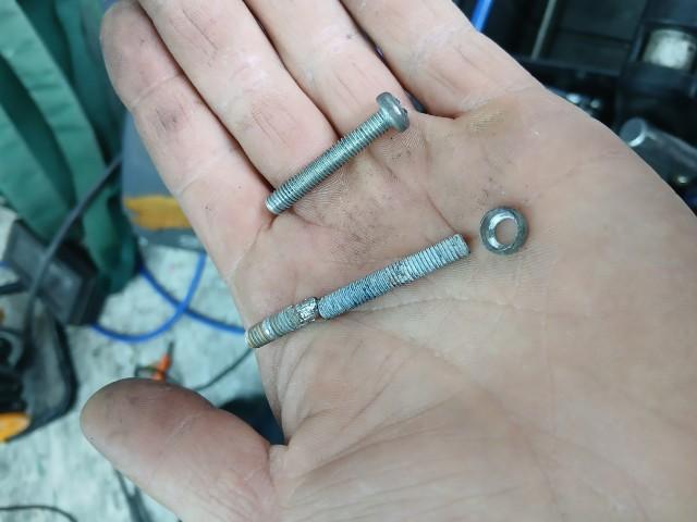 ドリルで頭を飛ばし、エアーソーでネジを切り、スイッチボックスを分解して、バナーで軽くあぶってようやく摘出