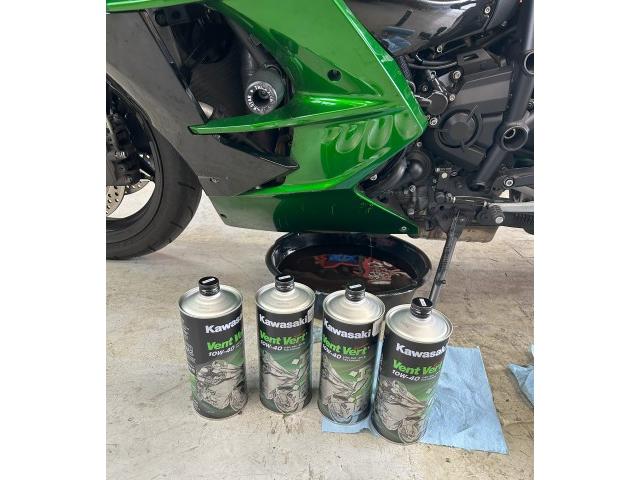 ニンジャ H2 SX エンジンオイル交換 スイッチ点検 車検点検