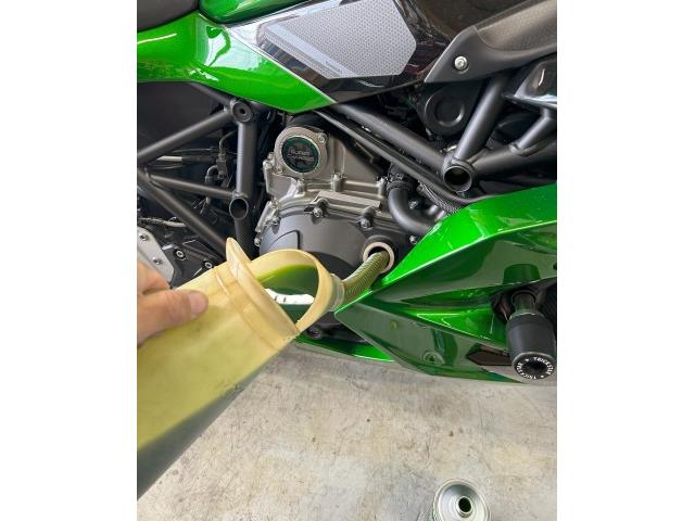 ニンジャ H2 SX エンジンオイル交換 スイッチ点検 車検点検